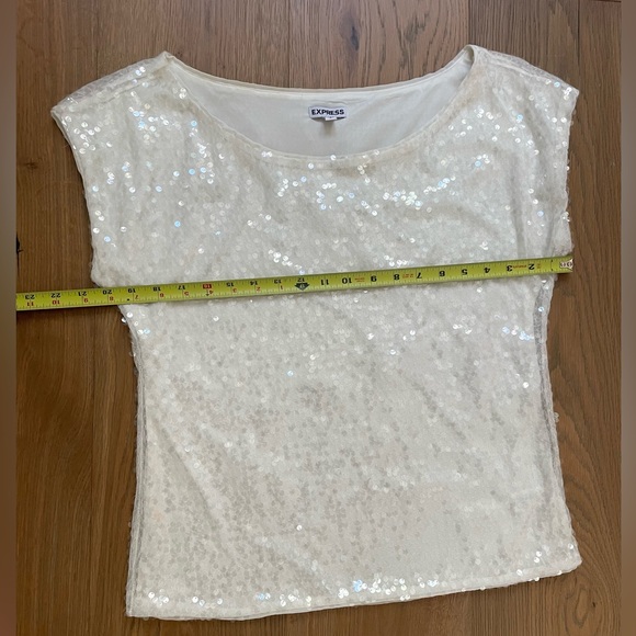 White sequin top from Express.  Size small - Picture 3 of 4